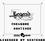 Legend (Japan) Title Screen